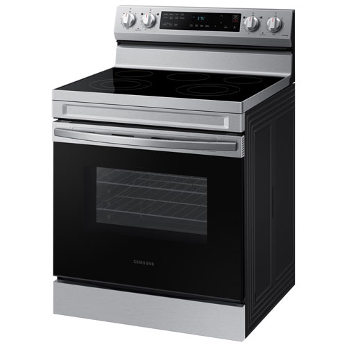 Samsung 30" 6.3 Cu. Ft. Fan Convection 5-Element Freestanding Electric Air Fry Range (NE63A6515SS/AC) - Stainless