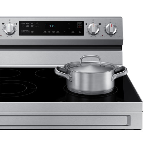 Samsung 30" 6.3 Cu. Ft. Fan Convection 5-Element Freestanding Electric Air Fry Range (NE63A6515SS/AC) - Stainless