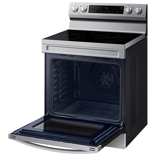 Samsung 30" 6.3 Cu. Ft. Fan Convection 5-Element Freestanding Electric Air Fry Range (NE63A6515SS/AC) - Stainless