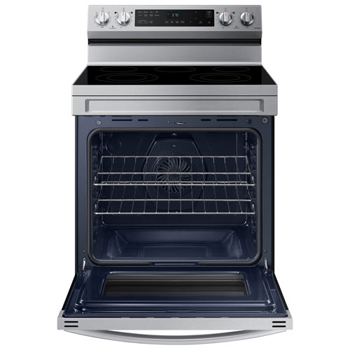 Samsung 30" 6.3 Cu. Ft. Fan Convection 5-Element Freestanding Electric Air Fry Range (NE63A6515SS/AC) - Stainless
