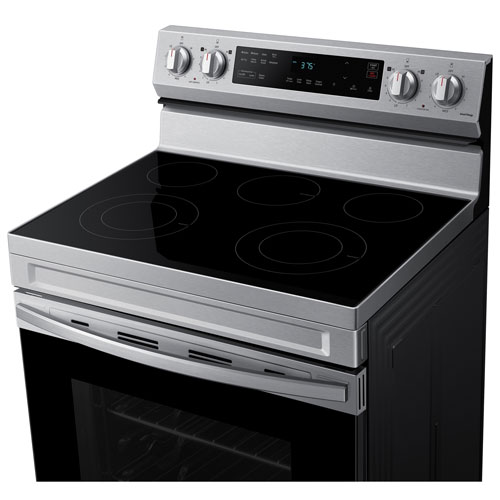 Samsung 30" 6.3 Cu. Ft. Fan Convection 5-Element Freestanding Electric Air Fry Range (NE63A6515SS/AC) - Stainless