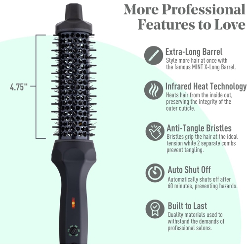 MINT 1 1/3 Inch Thermal Brush for Effortless Curls, Volume & Waves