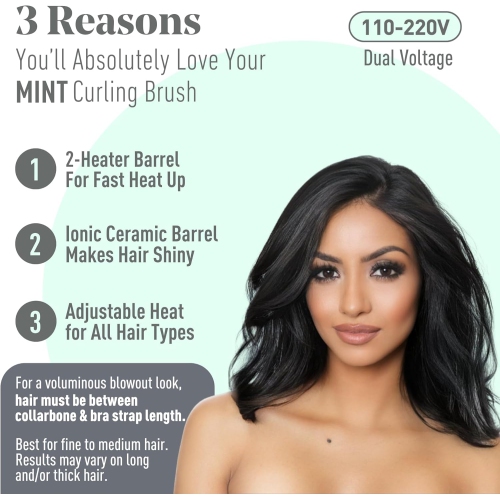 MINT Extra-Long 1.6 Inch Thermal Brush for Natural Volume & Waves