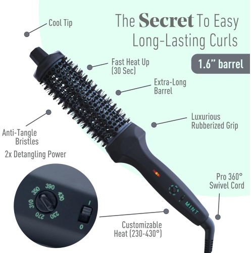MINT Extra-Long 1.6 Inch Thermal Brush for Natural Volume & Waves