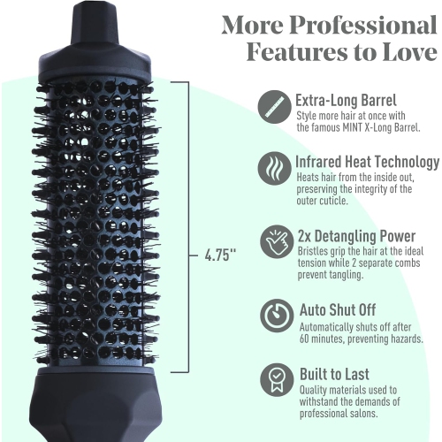 MINT Extra-Long 1.6 Inch Thermal Brush for Natural Volume & Waves