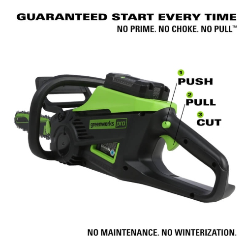 Greenworks 60V 18" Brushless Chainsaw, 4.0Ah Battery and Charger Included