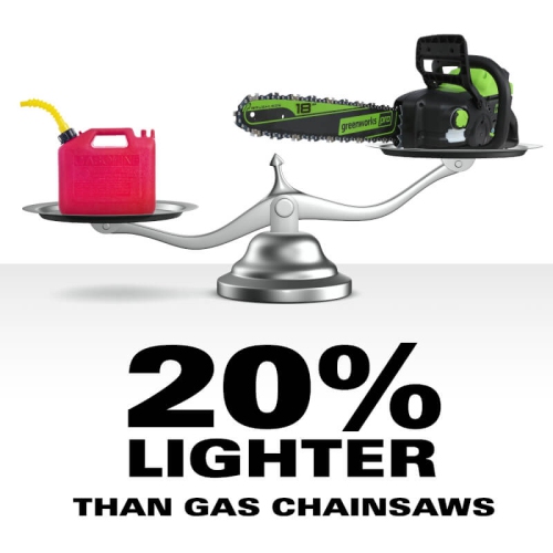 Greenworks 60V 18" Brushless Chainsaw, 4.0Ah Battery and Charger Included
