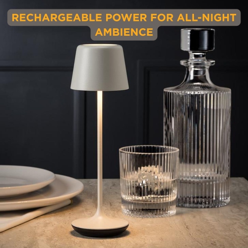 Abbott Bell Shape LED Table Lamp, Rechargeable Dimmable Light with Charging Base, Sleek Modern Accent for Home or Hospitality, 9.5", Matte White