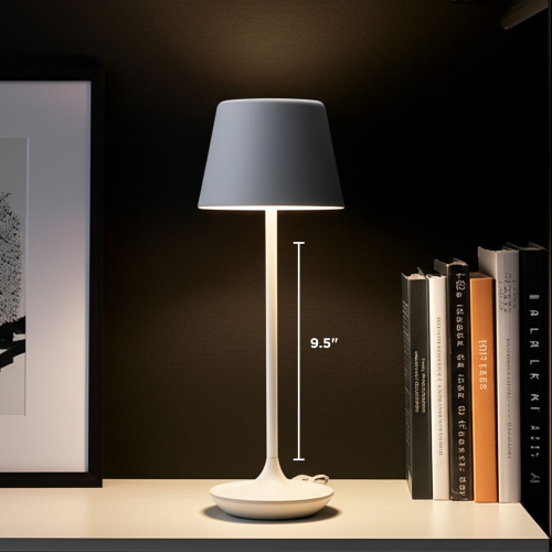 Abbott Bell Shape LED Table Lamp, Rechargeable Dimmable Light with Charging Base, Sleek Modern Accent for Home or Hospitality, 9.5", Matte White