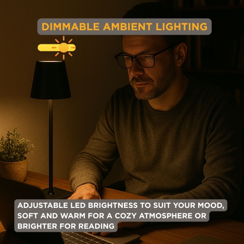 Lampe de table Abbott Trilite Classic Shade LED, lampe rechargeable sans fil, LED éclairage moderne et écologique portatif pour bureau ou table de