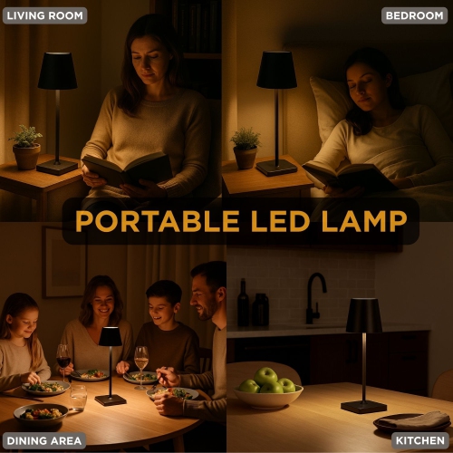 Lampe de table Abbott Trilite Classic Shade LED, lampe rechargeable sans fil, LED éclairage moderne et écologique portatif pour bureau ou table de