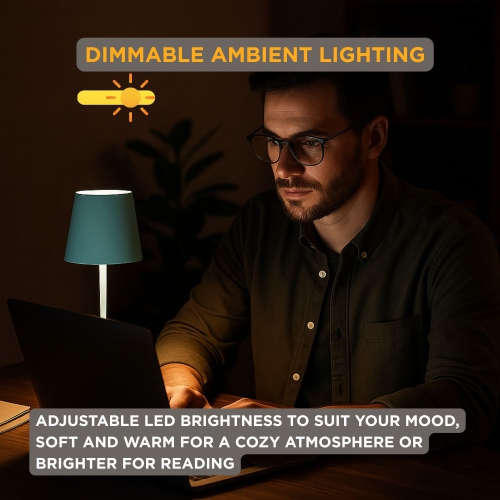 Abbott Trilite Classic Shade LED Table Lamp, Rechargeable Cordless Light, Modern Eco-Friendly LED Illumination Portable Lighting for Desk or