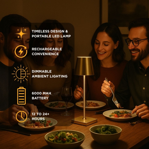 Lampe de table Abbott Trilite Classic Shade LED, lampe rechargeable sans fil, LED éclairage moderne et écologique portatif pour bureau ou table de