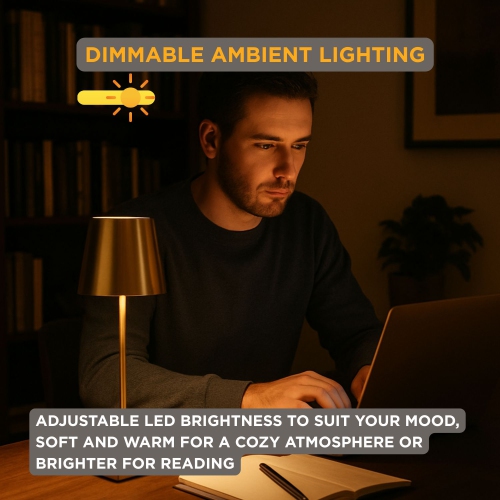 Lampe de table Abbott Trilite Classic Shade LED, lampe rechargeable sans fil, LED éclairage moderne et écologique portatif pour bureau ou table de