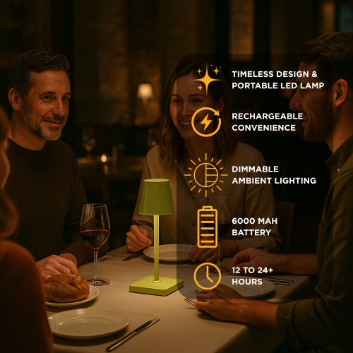 Lampe de table Abbott Trilite Classic Shade LED, lampe rechargeable sans fil, LED éclairage moderne et écologique portatif pour bureau ou table de