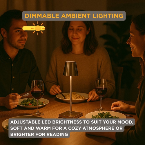Lampe de table Abbott Trilite Classic Shade LED, lampe rechargeable sans fil, éclairage moderne écologique portatif LED pour bureau ou table de
