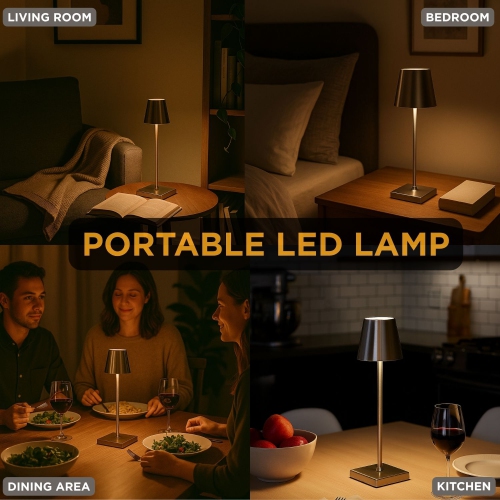 Lampe de table Abbott Trilite Classic Shade LED, lampe rechargeable sans fil, éclairage moderne écologique portatif LED pour bureau ou table de