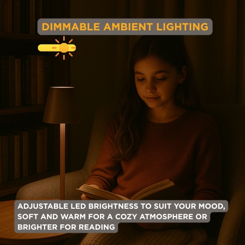 Abbott Trilite Classic Shade LED Table Lamp, Rechargeable Cordless Light, Modern Eco-Friendly LED Illumination Portable Lighting for Desk or