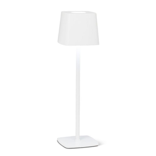 Abbott Square Shade LED Table Lamp, Rechargeable Cordless Light, Warm Glow Accent for Desk, Nightstand, or Living Room, 15", White