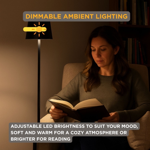 Abbott Square Shade LED Table Lamp, Rechargeable Cordless Light, Warm Glow Accent for Desk, Nightstand, or Living Room, 15", Matte Black