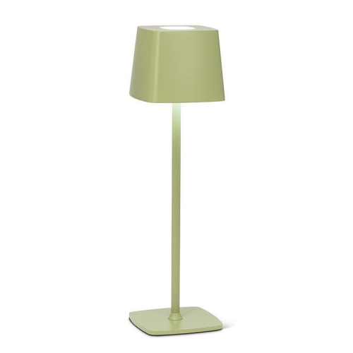 Abbott Square Shade LED Table Lamp, Rechargeable Cordless Light, Warm Glow Accent for Desk, Nightstand, or Living Room, 15", Spring Green