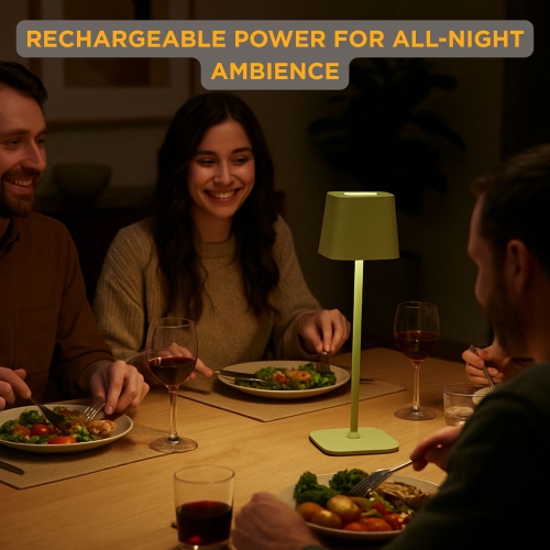 Abbott Square Shade LED Table Lamp, Rechargeable Cordless Light, Warm Glow Accent for Desk, Nightstand, or Living Room, 15", Spring Green