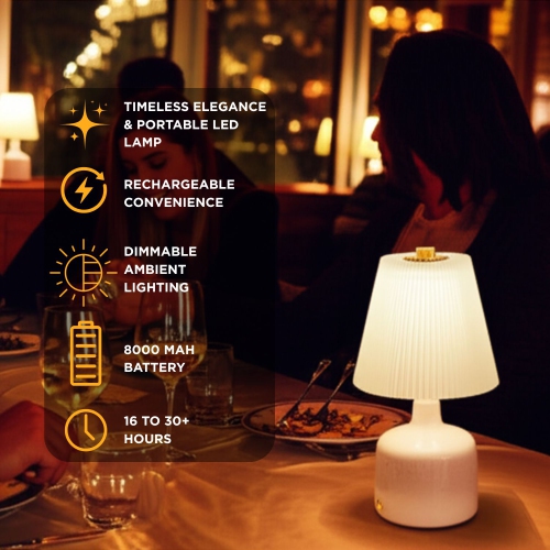 Abbott |Small LED Lamp w/Pleated Shade- 8.5"H- White