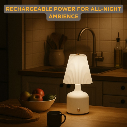 Abbott |Small LED Lamp w/Pleated Shade- 8.5"H- White