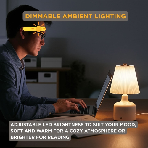 Abbott |Small LED Lamp w/Pleated Shade- 8.5"H- White