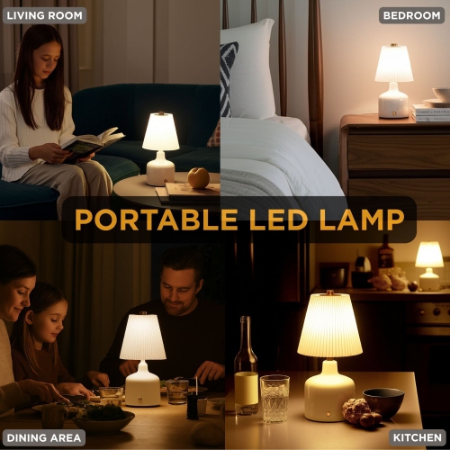 Abbott |Small LED Lamp w/Pleated Shade- 8.5"H- White