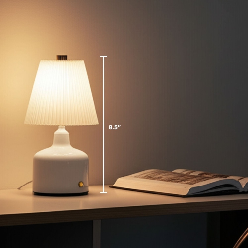 Abbott |Small LED Lamp w/Pleated Shade- 8.5"H- White