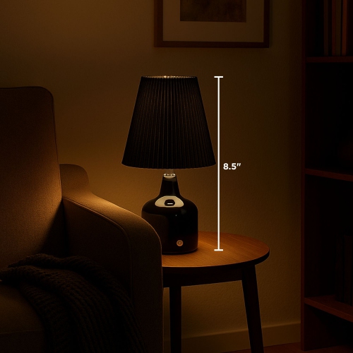 Abbott |Small LED Lamp w/Pleated Shade- 8.5"H- Black