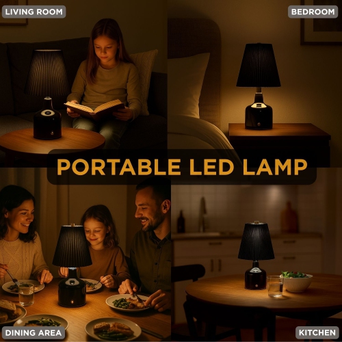 Abbott |Small LED Lamp w/Pleated Shade- 8.5"H- Black