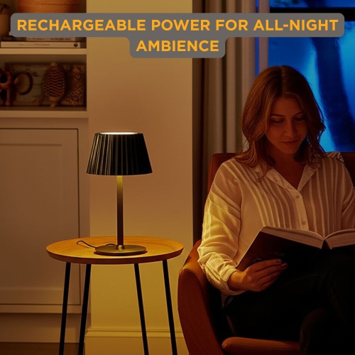 Abbott Trilite Fluted Shade LED Table Lamp, Rechargeable Touch Lamp, Adjustable Height with 3 Dimmable Levels, Modern Accent for Desk or Nightstand,