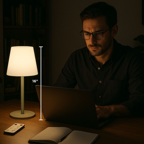 Abbott Trilite Fluted Shade LED Table Lamp, Rechargeable Touch Lamp, Adjustable Height with 3 Dimmable Levels, Modern Accent for Desk or Nightstand,