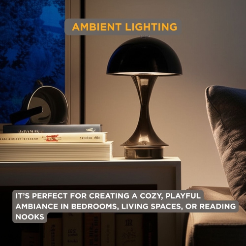 Abbott Trilite Dome Shade LED Lamp, Modern Rechargeable Table Lamp with USB Powered, Mushroom Design for Bedroom, Living Room, or Reading Nook, 10",