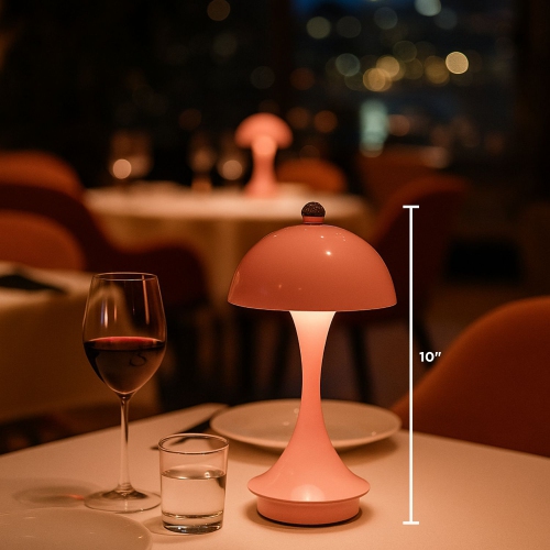 Abbott Trilite Dome Shade LED Lamp, Modern Rechargeable Table Lamp with USB Powered, Mushroom Design for Bedroom, Living Room, or Reading Nook, 10",