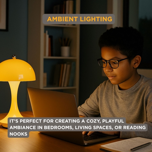 Abbott Trilite Dome Shade LED Lamp, Modern Rechargeable Table Lamp with USB Powered, Mushroom Design for Bedroom, Living Room, or Reading Nook, 10",