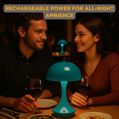 Abbott Trilite Dome Shade LED Lamp, Modern Rechargeable Table Lamp with USB Powered, Mushroom Design for Bedroom, Living Room, or Reading Nook, 10",