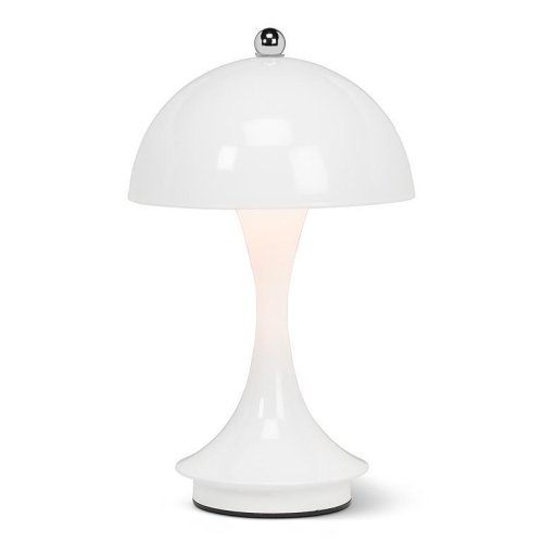 LED Abbott Trilite, lampe de table moderne rechargeable alimentée par USB, champignon pour chambre, salon ou coin lecture, 10&nbsp;po, blanc brillant