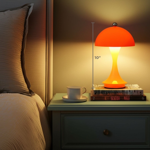 Abbott Trilite Dome Shade LED Lamp, Modern Rechargeable Table Lamp with USB Powered, Mushroom Design for Bedroom, Living Room, or Reading Nook, 10",