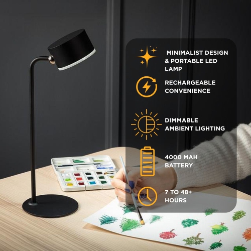 Lampe LED à aimant en forme de tambour Abbott, 4 pièces, lampe rechargeable avec base magnétique – Solution d'éclairage à coller, à pince ou de table