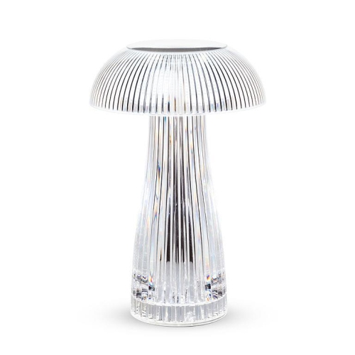 Abbott Rib Mushroom LED Table Lamp – 9" Rechargeable Dimmable Light with Touch Control, Acrylic Shade – Modern USB-Powered Accent for Desk or