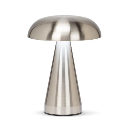 Abbott Trilite Metallic Mushroom LED Table Lamp, Rechargeable Touch Light, Dimmable with USB Charging, Modern Accent for Desk or Nightstand, 8",