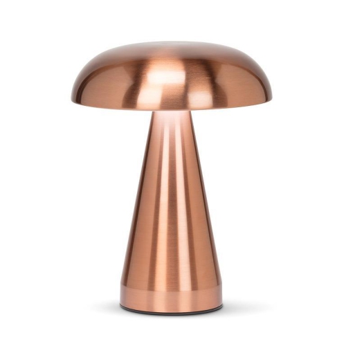 Abbott Trilite Metallic Mushroom LED Table Lamp, Rechargeable Touch Light, Dimmable with USB Charging, Modern Accent for Desk or Nightstand, 8",