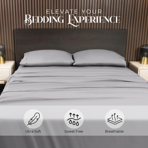 Ensemble de draps Beddora pour grand lit gris anthracite – Microfibre de polyester 95&nbsp;GSM douce et durable