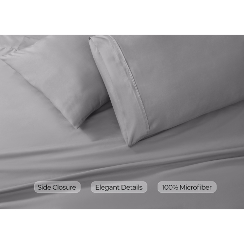 Ensemble de draps Beddora pour grand lit gris anthracite – Microfibre de polyester 95&nbsp;GSM douce et durable