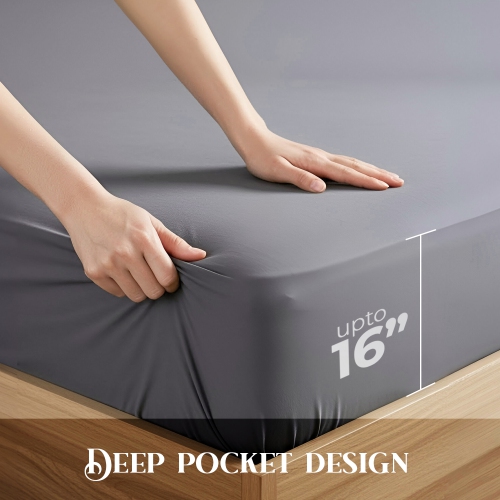 Ensemble de draps Beddora pour grand lit gris anthracite – Microfibre de polyester 95&nbsp;GSM douce et durable