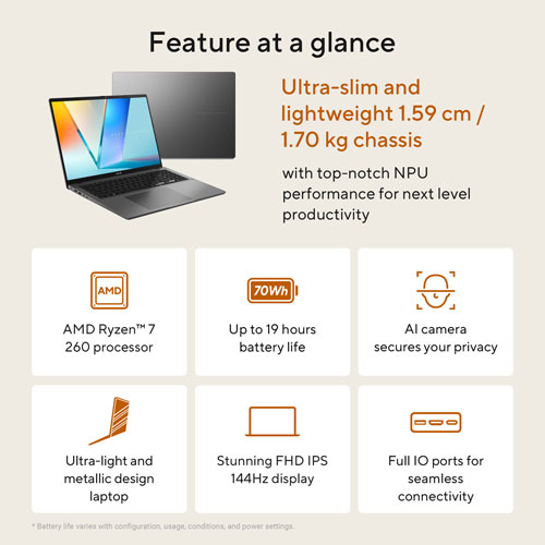 Portable Vivobook S16 de 16 po avec IA d'ASUS - Gris mat