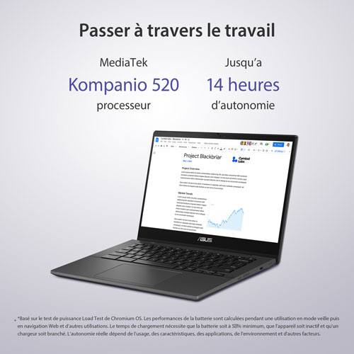 Chromebook à écran tactile de 14 po CM14 Flip d'ASUS avec 3 mois de forfait Google AI Pro